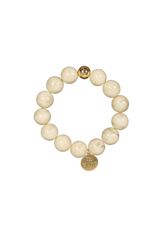 21Jewelz Statement armband met ronde kralen - marmer ecru