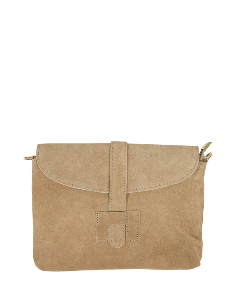 21Jewelz Middelgrote suede tas met sluiting - beige