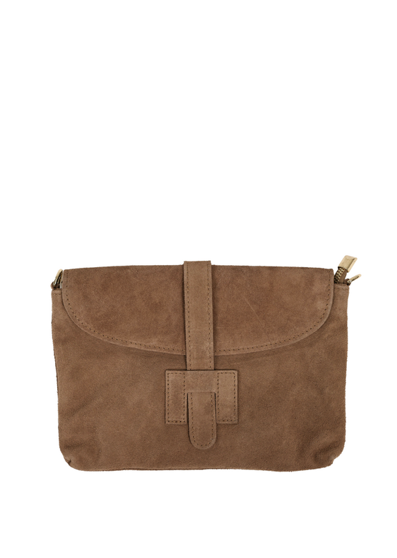 21Jewelz Middelgrote suede tas met sluiting - taupe