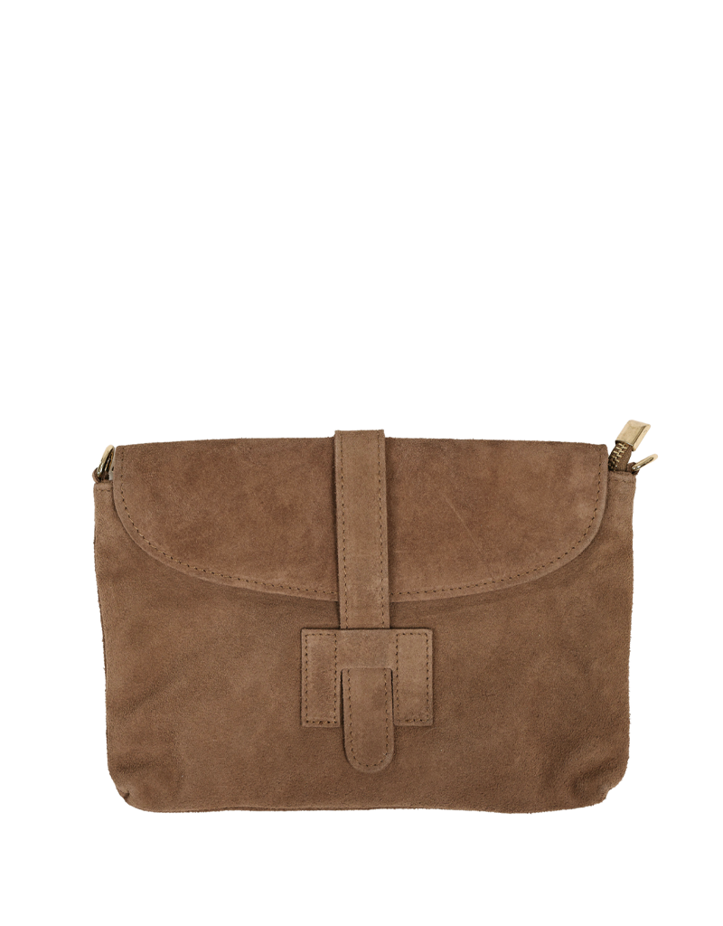 21Jewelz Middelgrote suede tas met sluiting - taupe