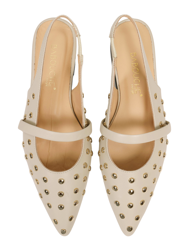 Babouche | Slingback off white studs
