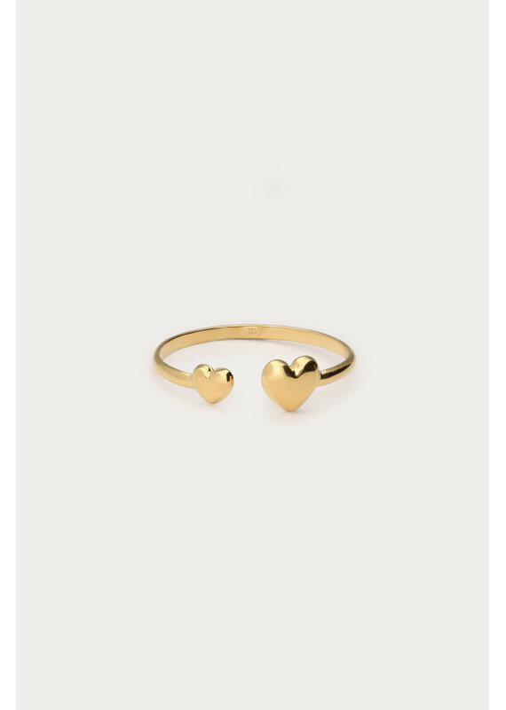 My Jewellery My Jewellery | Minimalistische ring met dubbel hartje - goud