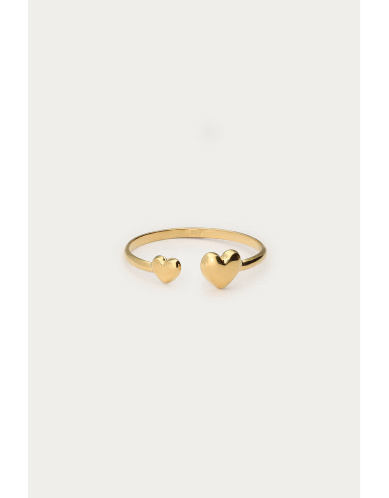 My Jewellery My Jewellery | Minimalistische ring met dubbel hartje - goud