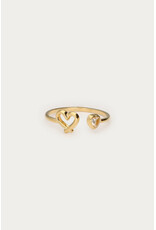 My Jewellery My Jewellery | Minimalistische ring met open hart en strass - goud