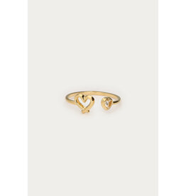 My Jewellery My Jewellery | Minimalistische ring met open hart en strass - goud