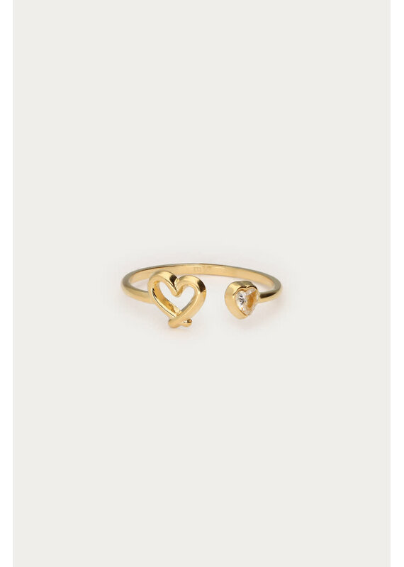 My Jewellery My Jewellery | Minimalistische ring met open hart en strass - goud
