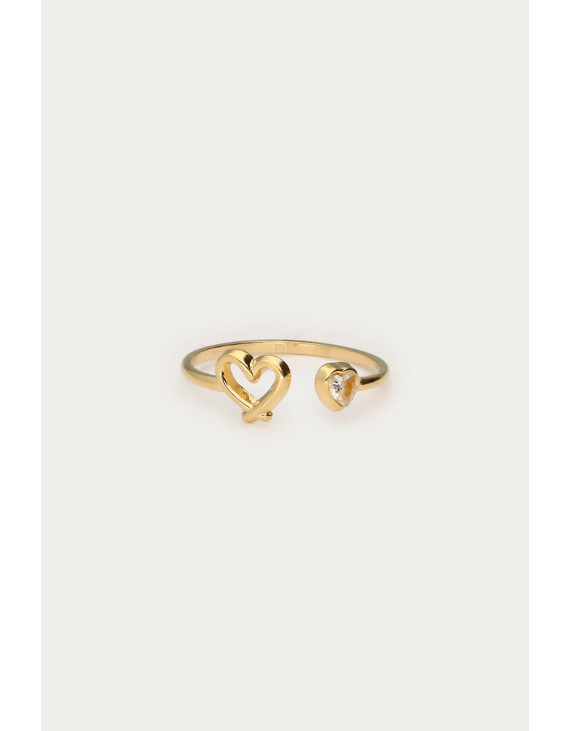 My Jewellery My Jewellery | Minimalistische ring met open hart en strass - goud