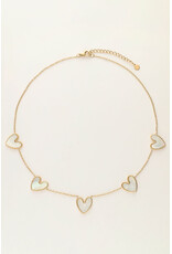 My Jewellery My Jewellery | Fijne ketting met parelmoer hartjes - goud