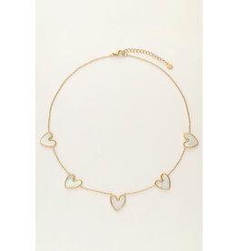 My Jewellery My Jewellery | Fijne ketting met parelmoer hartjes - goud