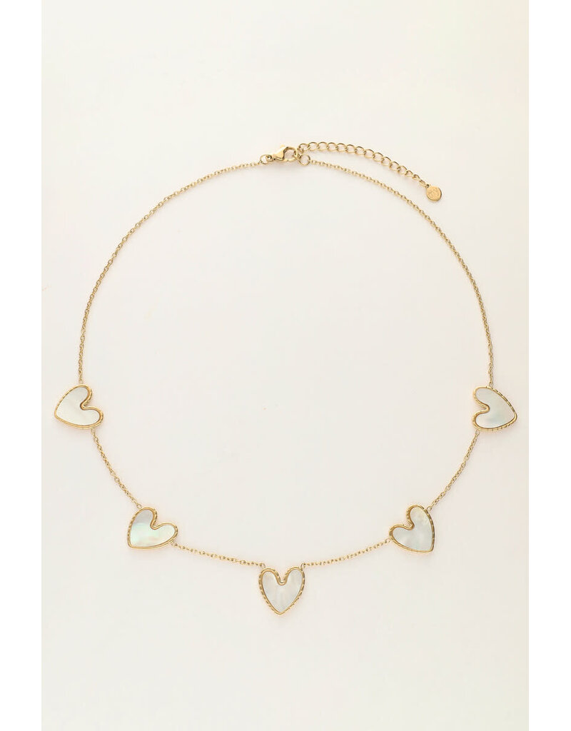 My Jewellery My Jewellery | Fijne ketting met parelmoer hartjes - goud