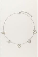 My Jewellery My Jewellery | Fijne ketting met parelmoer hartjes - zilver