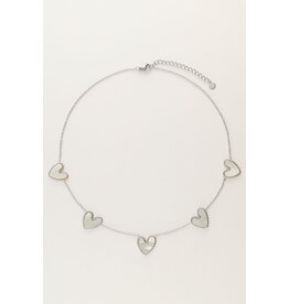My Jewellery My Jewellery | Fijne ketting met parelmoer hartjes - zilver