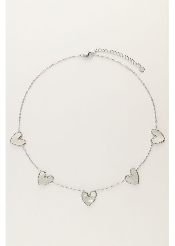 My Jewellery My Jewellery | Fijne ketting met parelmoer hartjes - zilver