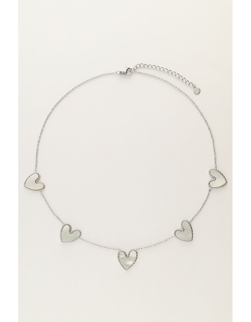 My Jewellery My Jewellery | Fijne ketting met parelmoer hartjes - zilver