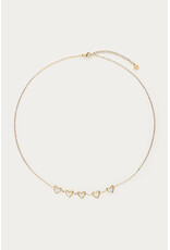 My Jewellery My Jewellery | Ketting met vijf parelmoer hartjes - goud