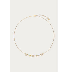 My Jewellery My Jewellery | Ketting met vijf parelmoer hartjes - goud