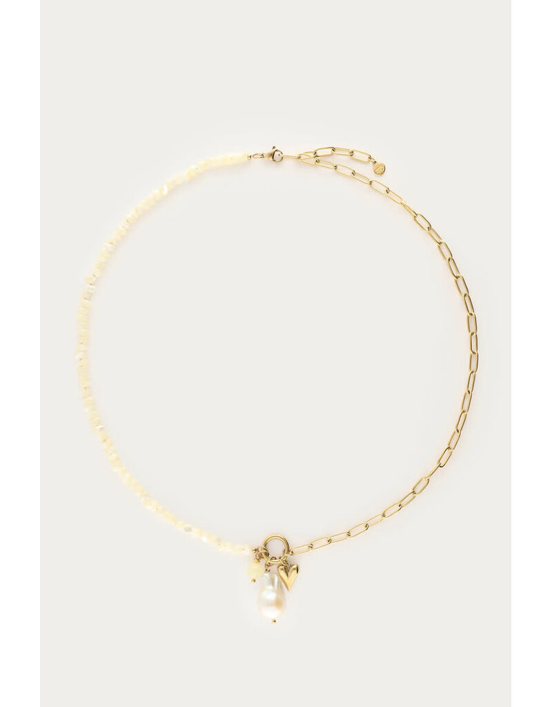 My Jewellery My Jewellery | Botanical schakelketting met gele kralen en bedels - goud