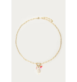 My Jewellery My Jewellery | Botanical schakelketting met hartjes bedel en kralen - goud