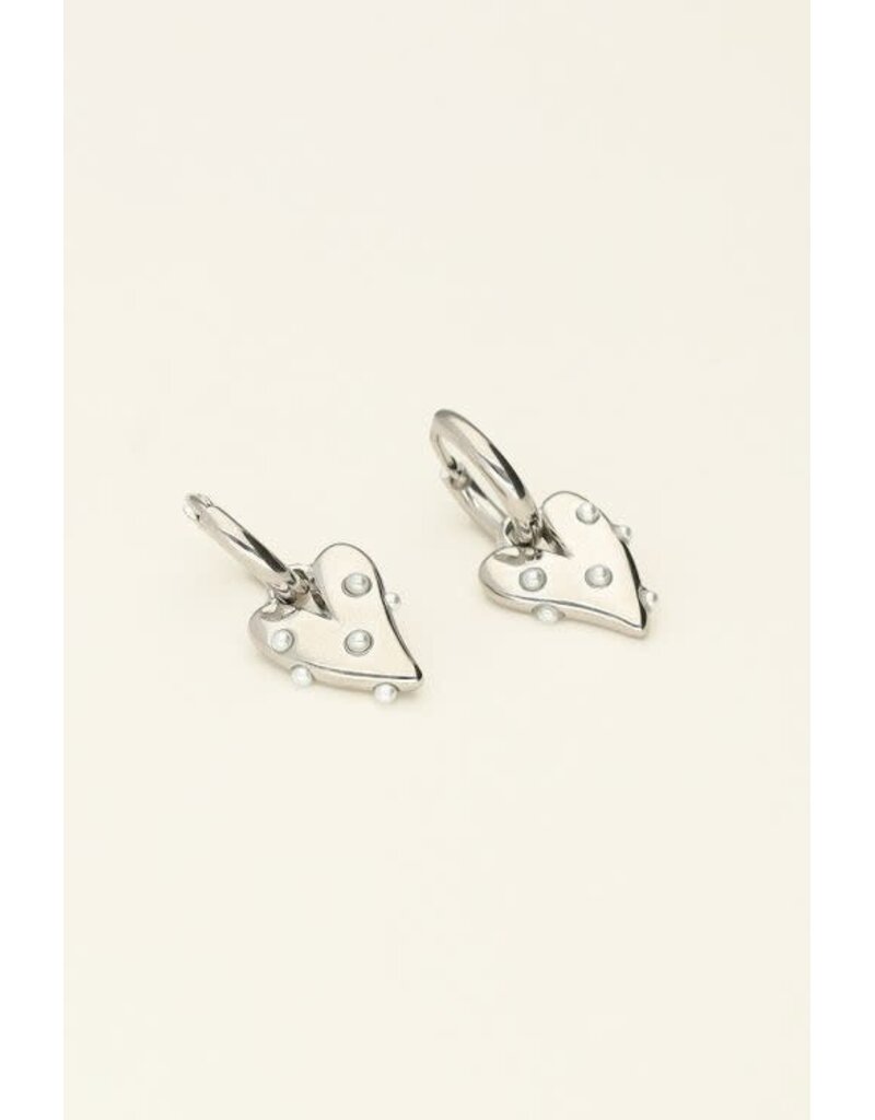 My Jewellery Kleine oorringen met hart en parels - zilver