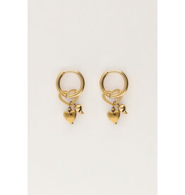 My Jewellery My Jewellery | Kleine oorringen met diverse hartjes - goud