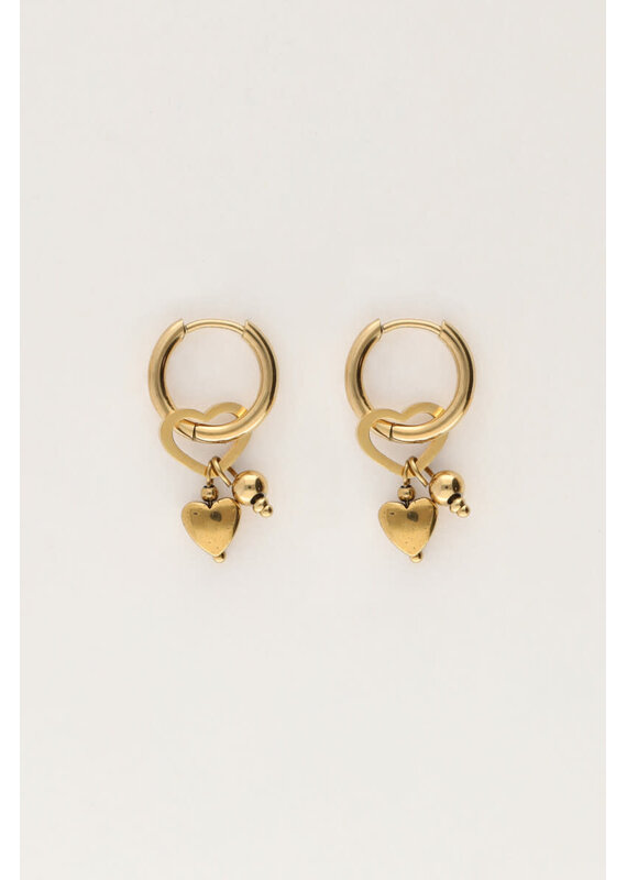 My Jewellery My Jewellery | Kleine oorringen met diverse hartjes - goud