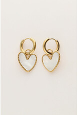 My Jewellery My Jewellery | Oorringen met parelmoer hartje - goud
