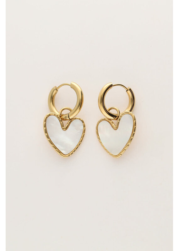 My Jewellery My Jewellery | Oorringen met parelmoer hartje - goud