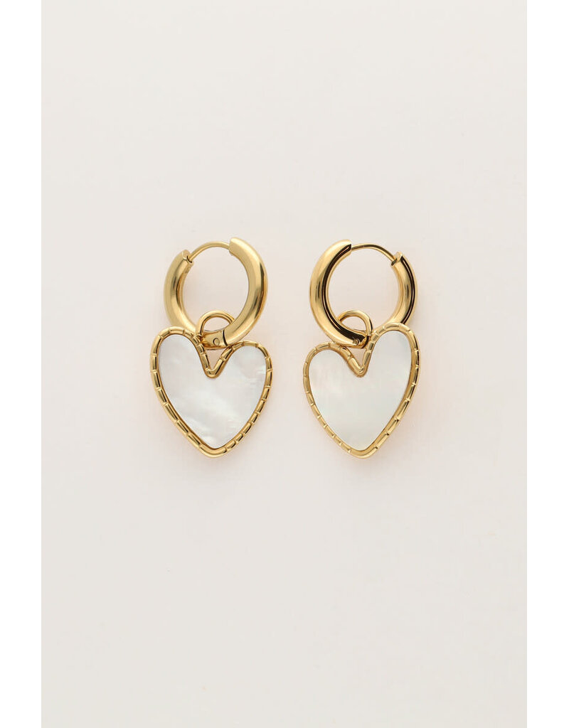 My Jewellery My Jewellery | Oorringen met parelmoer hartje - goud