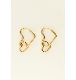 My Jewellery My Jewellery | Universe dubbele hart oorbellen - goud
