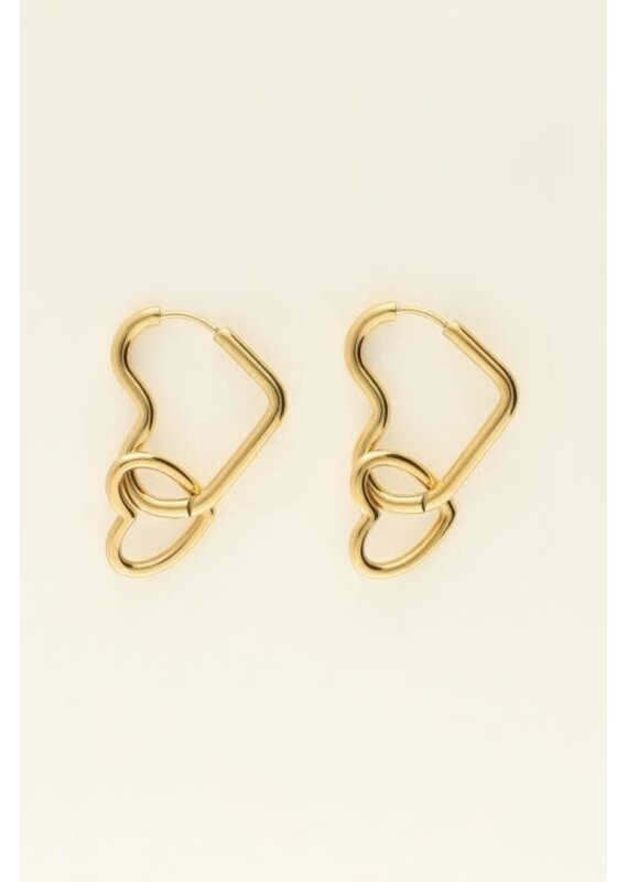 My Jewellery My Jewellery | Universe dubbele hart oorbellen - goud