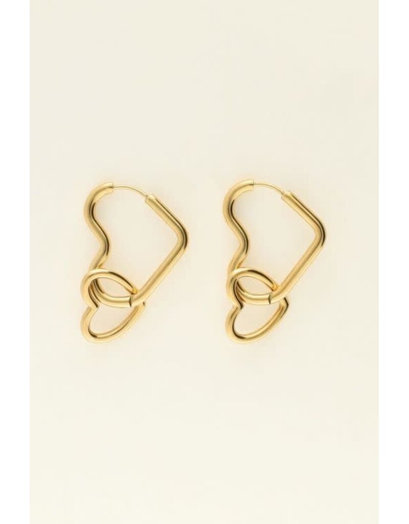 My Jewellery My Jewellery | Universe dubbele hart oorbellen - goud