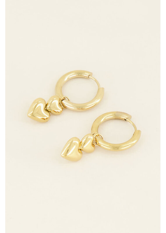 My Jewellery My Jewellery | Oorringen dubbel hartje - goud