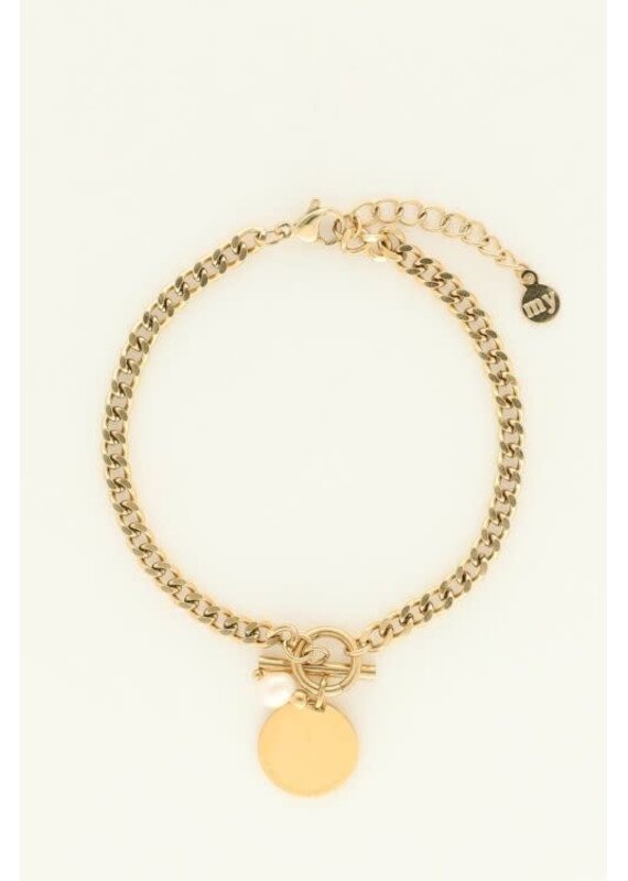 My Jewellery My Jewellery | Armband met munt & parel - goud