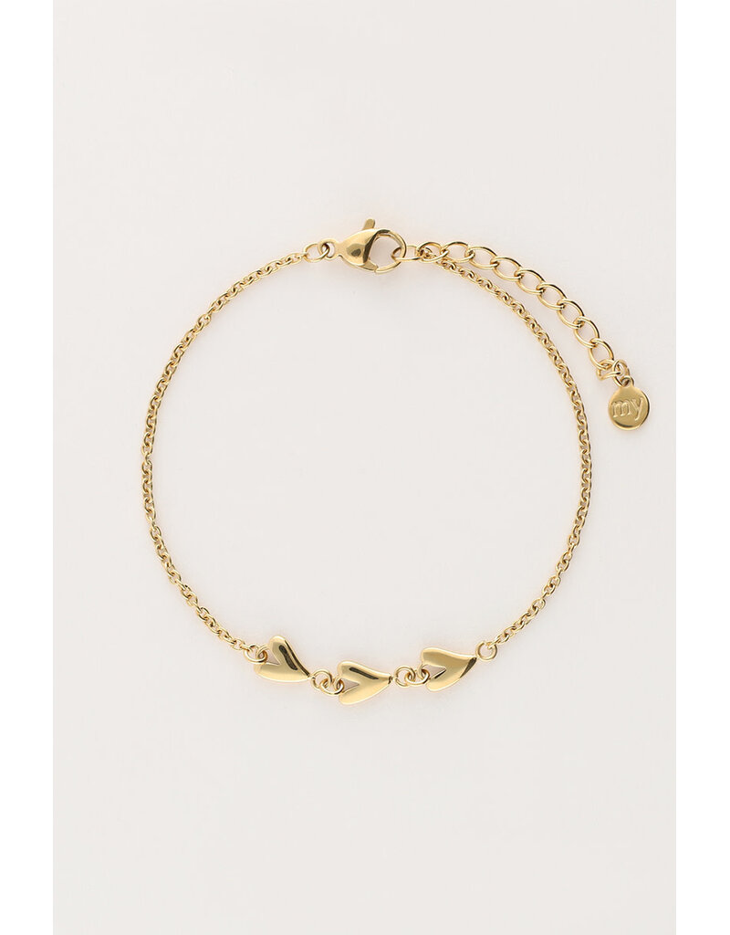 My Jewellery My Jewellery | Minimalistische armband met drie hartjes - goud