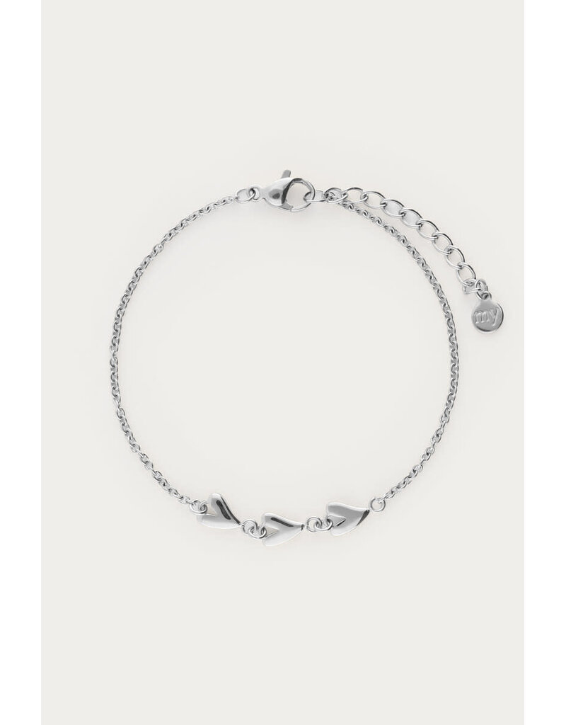 My Jewellery My Jewellery | Minimalistische armband met drie hartjes - zilver