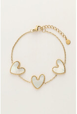 My Jewellery My Jewellery | Fijne armband met parelmoer hartjes - goud