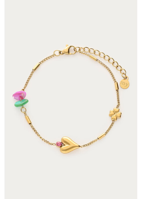 My Jewellery My Jewellery | Armband met klaver & hart - goud