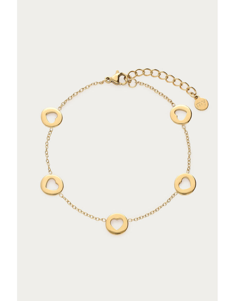 My Jewellery My Jewellery | Love armband met open hartjes - goud