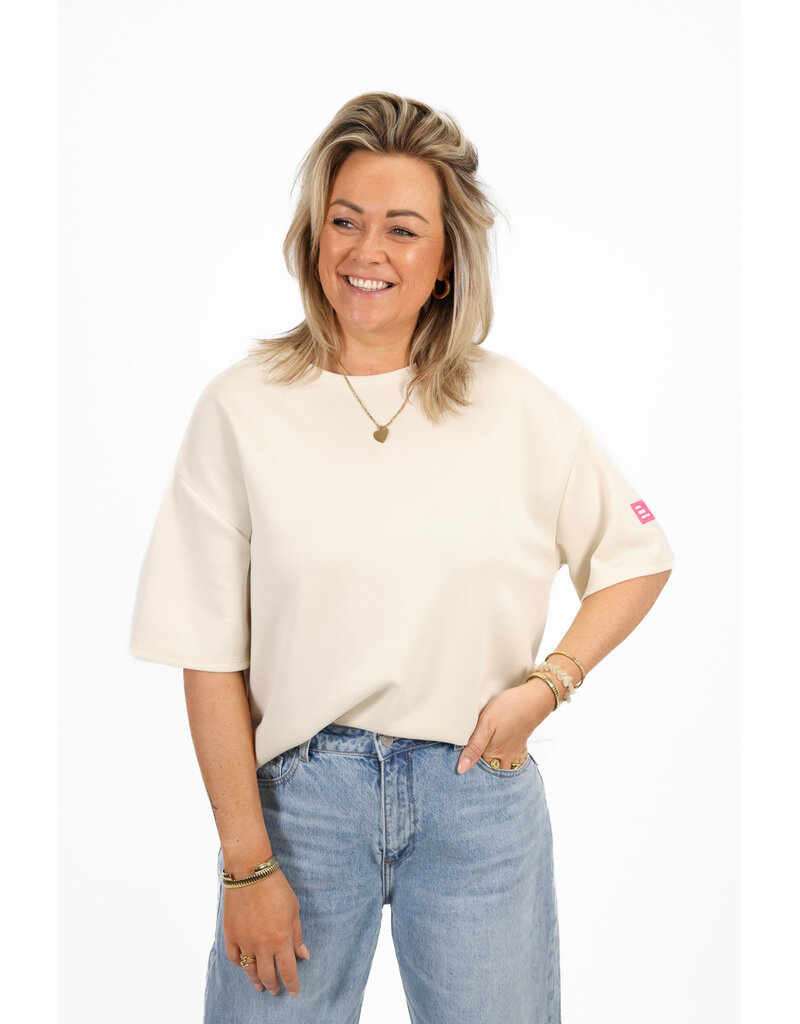 21Jewelz Sweater T-shirt met embleem - ecru