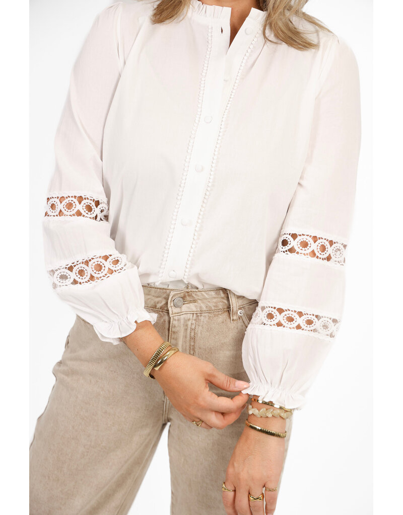 21Jewelz Blouse met opengewerkte mouwen - wit