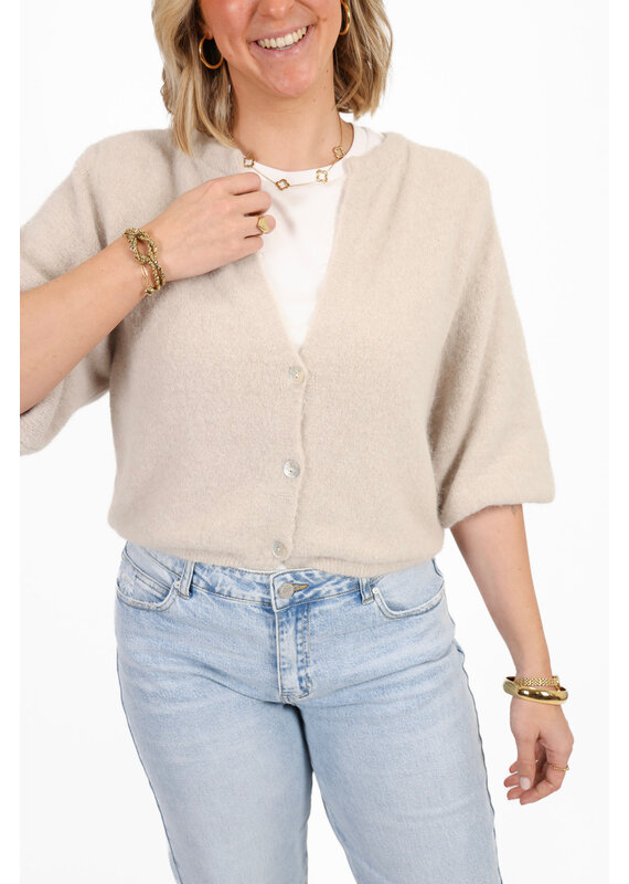 21Jewelz Wollig vestje met schoudervulling - licht beige