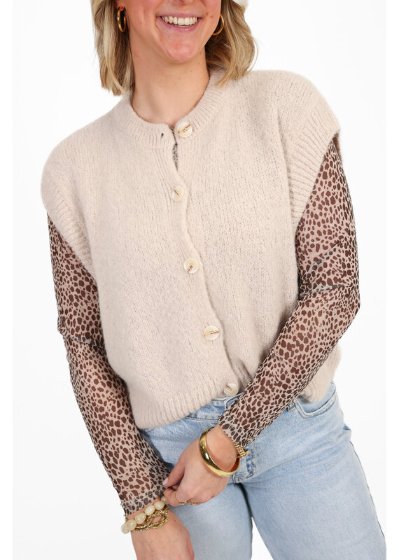 21Jewelz Wollig gilet met knoopjes - beige