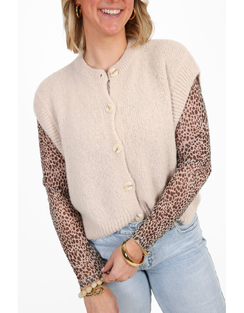 21Jewelz Wollig gilet met knoopjes - beige