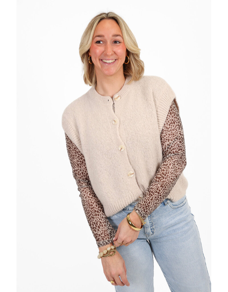 21Jewelz Wollig gilet met knoopjes - beige