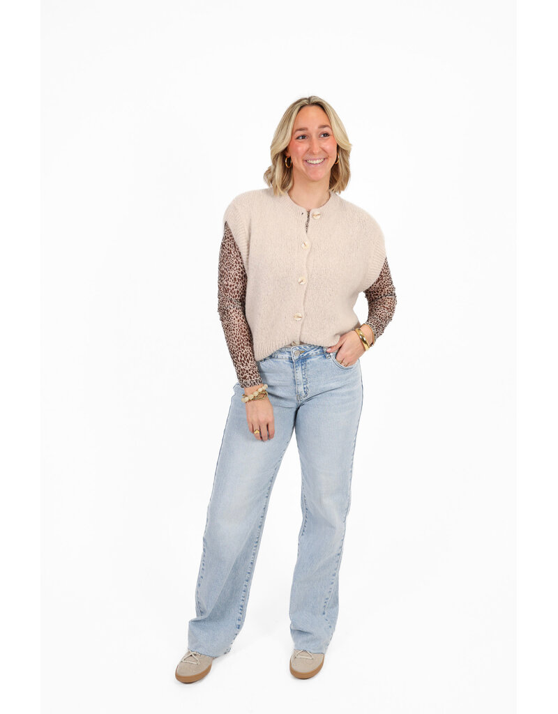 21Jewelz Wollig gilet met knoopjes - beige