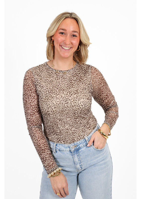 21Jewelz Mesh top met bruine print