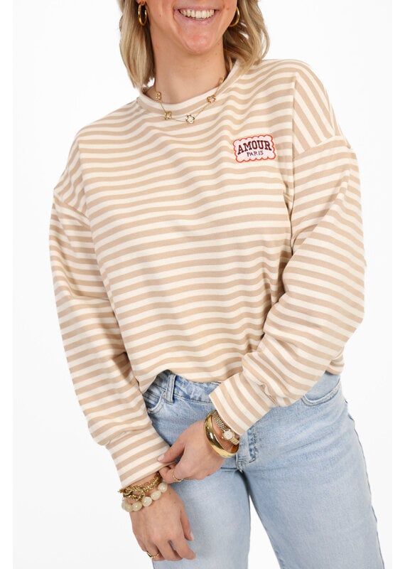 21Jewelz Strepen sweater amour paris - beige