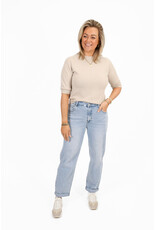 21Jewelz Fijn gebreid truitje met korte mouw - licht beige