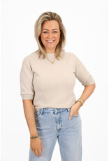 21Jewelz Fijn gebreid truitje met korte mouw - licht beige