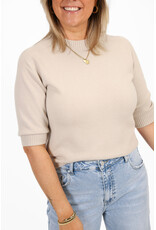 21Jewelz Fijn gebreid truitje met korte mouw - licht beige